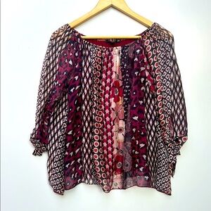 Femme silk blend Women's Patterned Blouse small Multicolour top printed